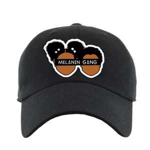 Black dad cap with Melanin Gang logo. 