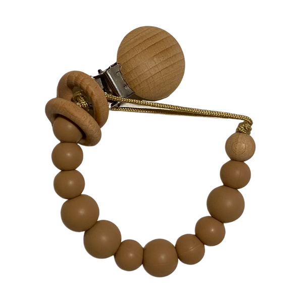Silicone + Wood Pacifier Clip | Cream