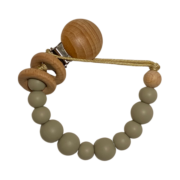 Silicone + Wood Pacifier Clip | Sage